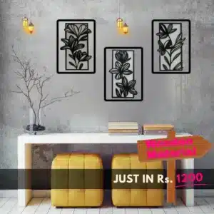 “Elegant Floral Wooden Wall Art (Set of 3) – Living Room Decor”