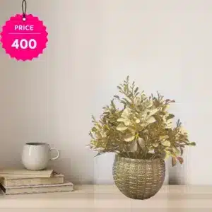 “Artificial Glitter Floral Pot – Elegant Tabletop Decor Piece”