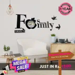 Wooden Family Wall Clock Décor – Modern Wall Hanging (Sweet Family Design)