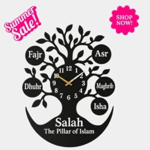 Islamic Prayer Time Wall Clock – Salah Pillar Design